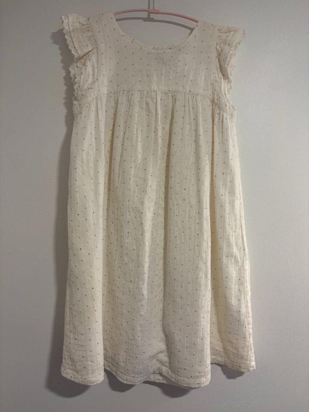 Bonton Lined dress with gold dot details size 8